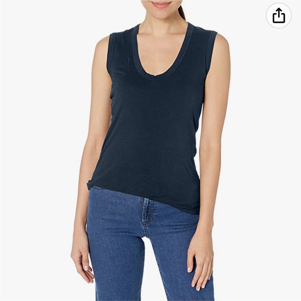 Velvet by Graham & Spencer Navy Gauzy Scoopneck Tank